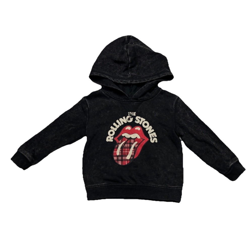 Rolling Stones Toddler Hoodie 2T Tongue Logo Plaid Graphic Pullover Kids